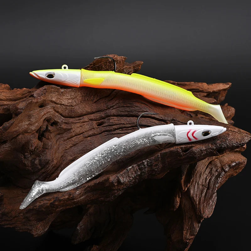 Paddle Tail Sandeel Soft Lure with Jig Head