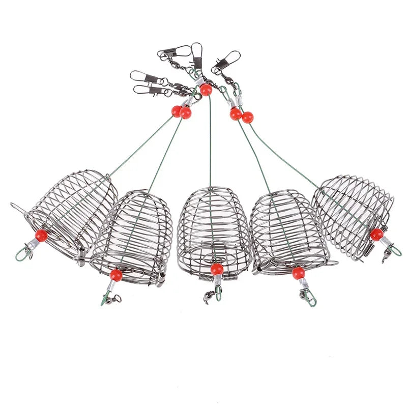 5 PCS Cage Bait Cage Fishing Bait Cage Stainless Steel Metal Fishing Bait Cage Fishing  Nesting Device Nesting Gear Accessories