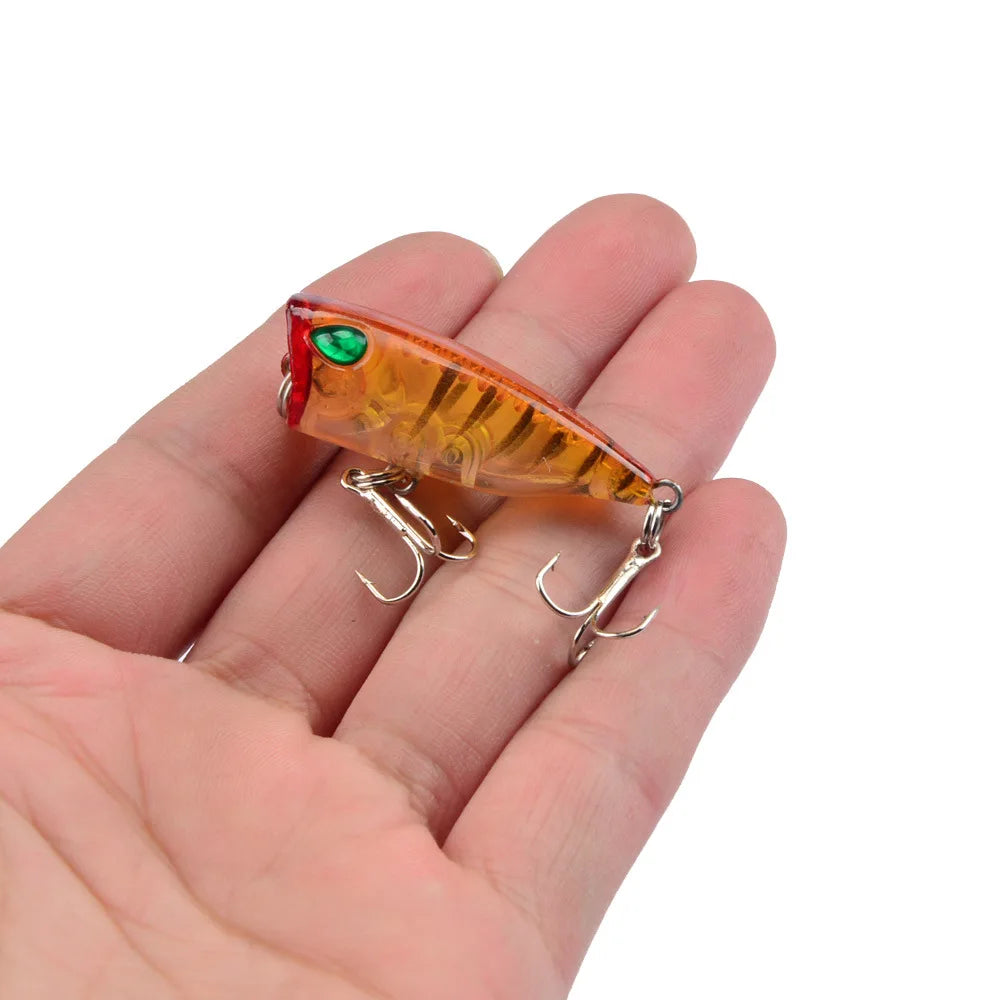 1pcs Fishing Lures 4cm 3.3g Topwater Popper Bait 11 Color Hard Bait Artificial Wobblers Plastic Fishing Tackle With 12# Hooks - Fishing Hooks from Linloft.