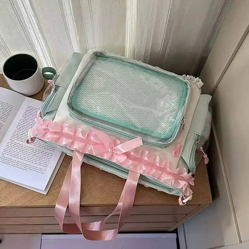 New Y2K Cute Japanese Ita Shoulder Bag Lolita Girls Transparent Tote Bag Large Capacity Crossbody Casual Bag DIY Display Handbag - Bags & Cases from Linloft.