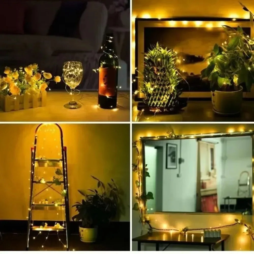Festoon LED Fairy Silver Copper Wire String Light Battery Box with Remote Wedding Party Christmas Garland Light Home Decoration