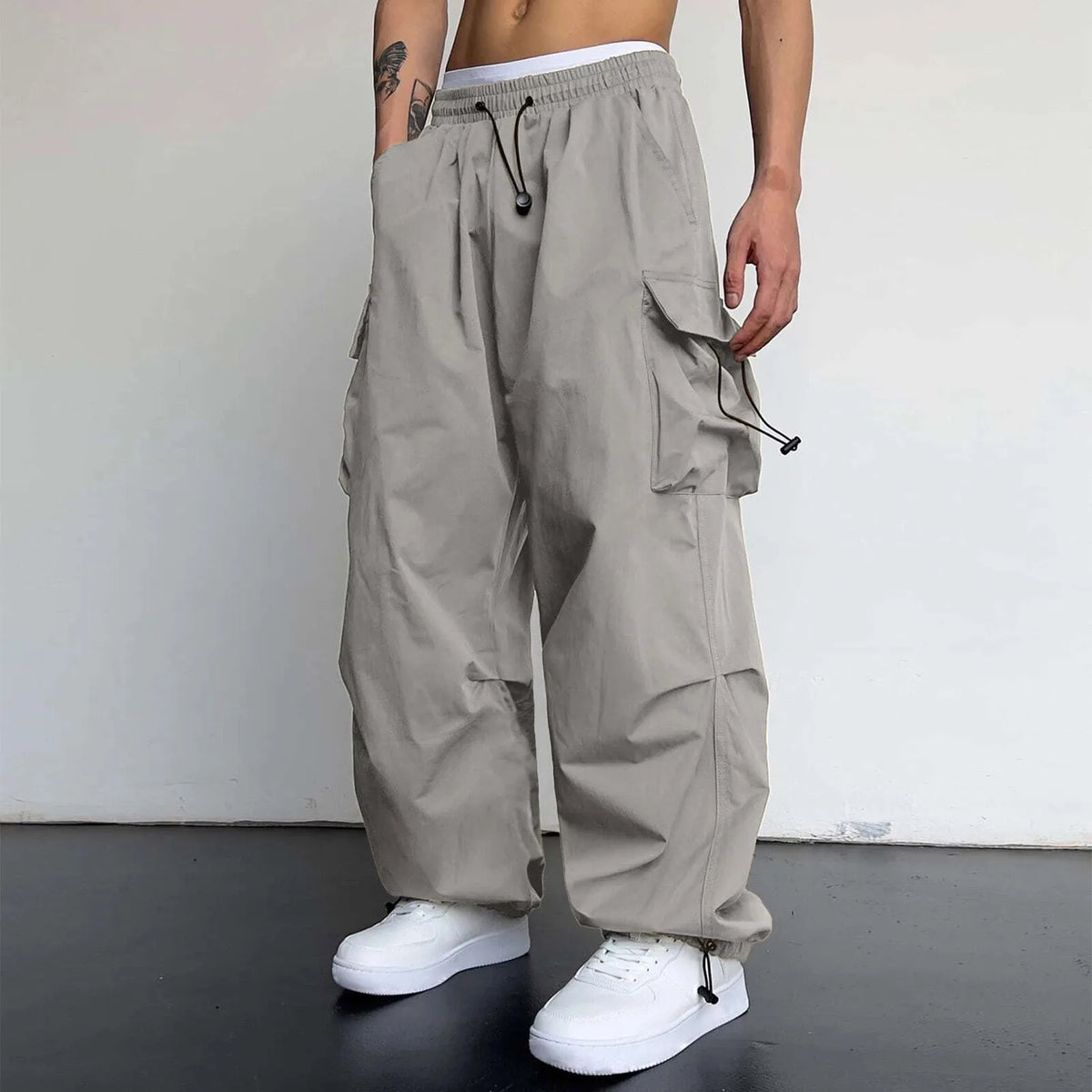 Harajuku Oversized Cargo Parachute Pants For Men Y2k Hip Hop Wide Leg Pants Joggers Streetwear Vintage Baggy Casual Sweatpants - Apparel & Accessories from Linloft.
