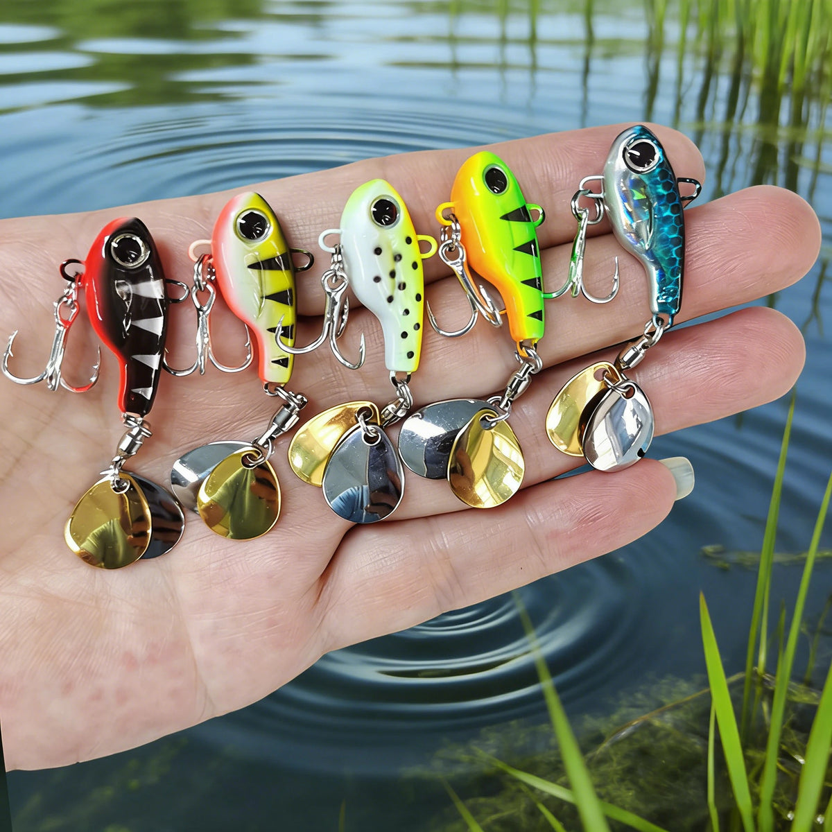 1PCS Metal Spinner Bait Metal VIB Fishing Lure 20g 17g-8g 5g Rotating Tail Vibration Sequins Japan Wobbler Trolling Bait Pesca