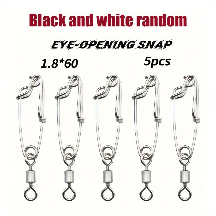 5pcs Longline Fishing Swivel Snap, Stainless Steel Longline Snap Swivels, Fishing Accessories, Eye-opening And Eye Closing Pin