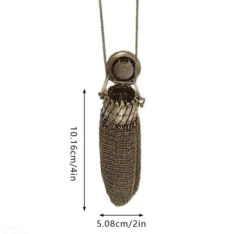 Vintage Double Mesh Metal Coin Purse, 1920s English Style Handmade Chain Nail Storage Pouch for Coin Collection - Bags & Cases from Linloft.