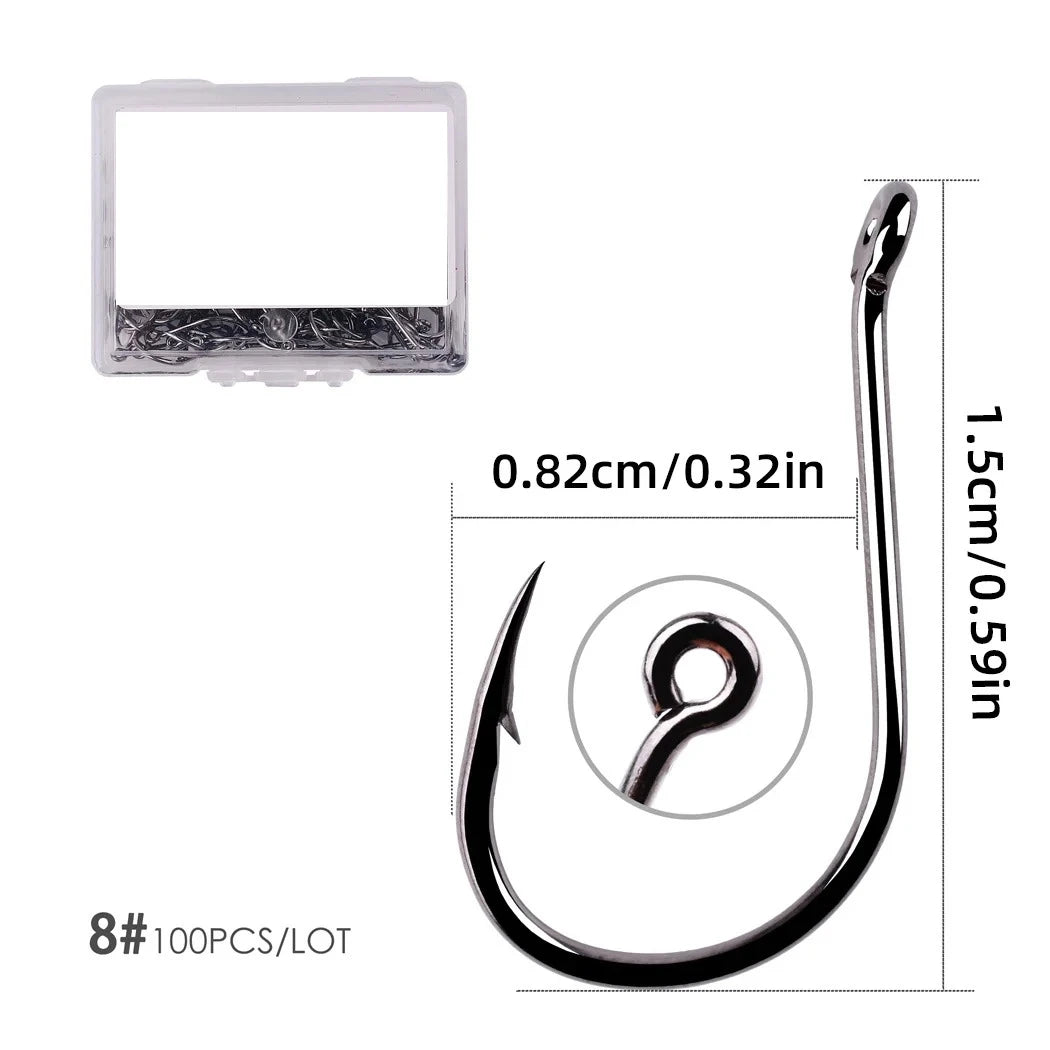 Sharp Barbed Eyed Hooks, 100-Pack - Fishing Hooks from Linloft.