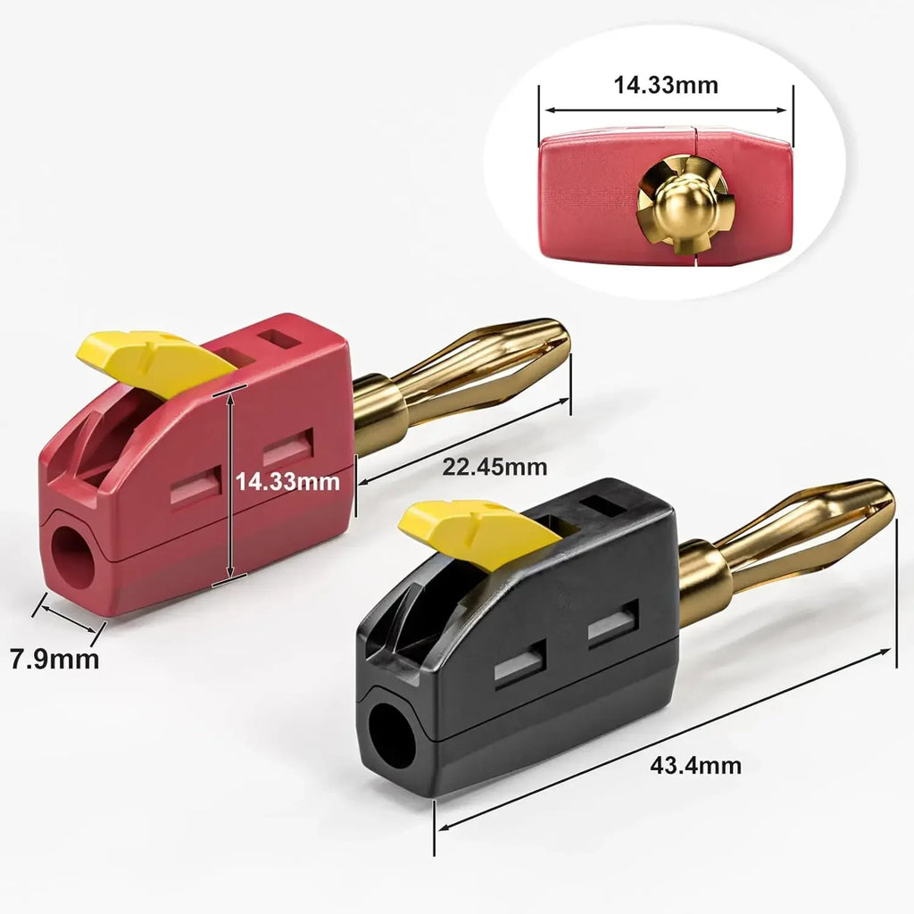1/2/4Pcs 4mm Banana Plug High Current Quick Connect Gold-Plated Banana Connector 32A Red&Black No Solder Wire Connectors