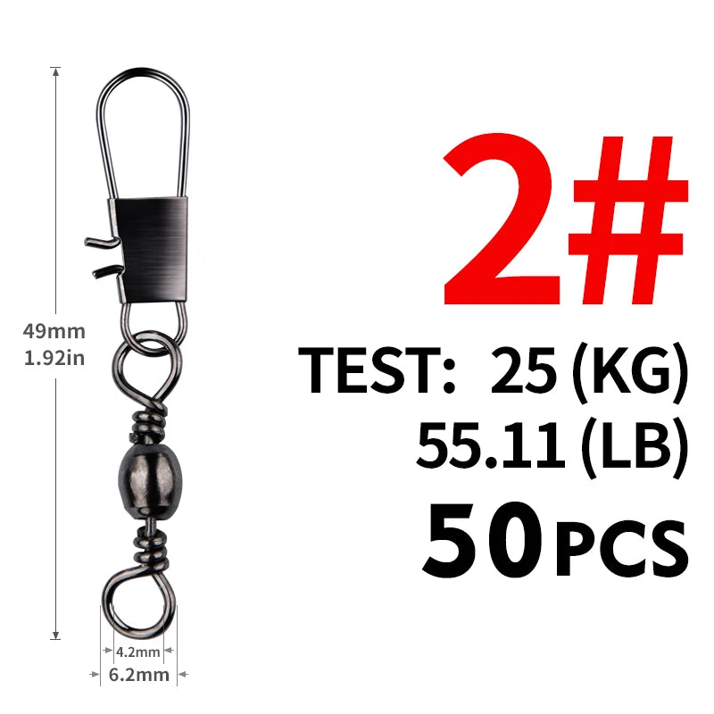 Stainless Steel Rolling Swivels with Snap, 50-Pack - Fishing Tackle from Linloft.