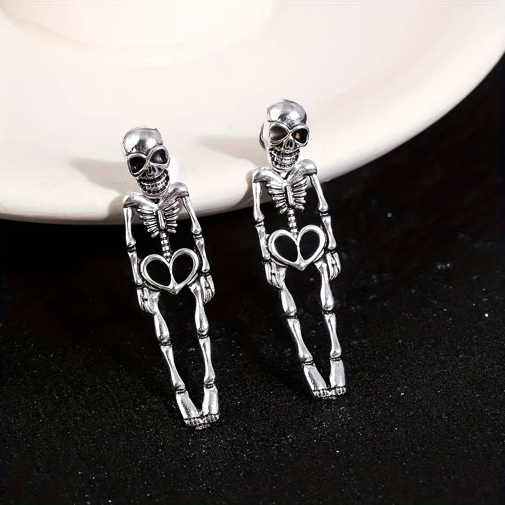 Spooky Skull and Skeleton Dangle Earrings - Earrings from Linloft.