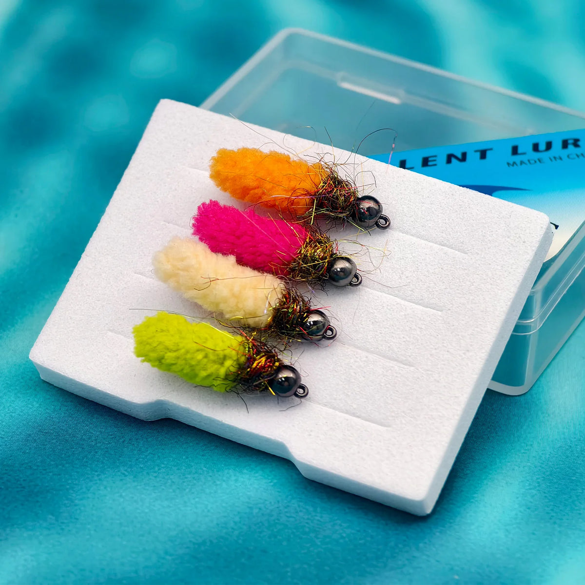 ANFS Copper Head Mop Jig Nymph Flies of 4 Pack with Storage Box, Hand Tied Fly for Trout Fishing
