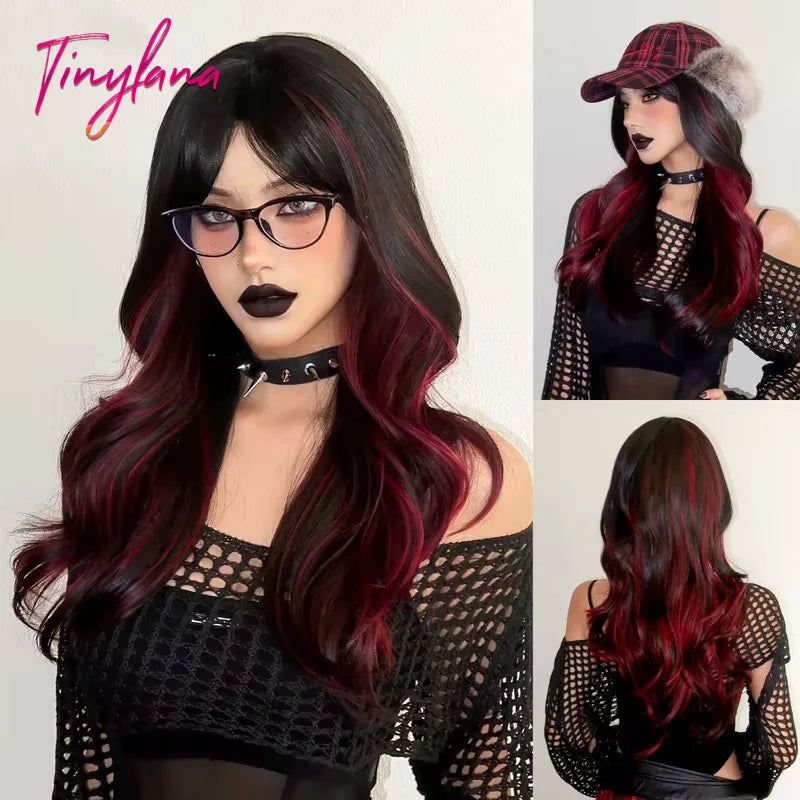 Long Wavy Synthetic Wig with Bangs - Apparel & Accessories from Linloft.