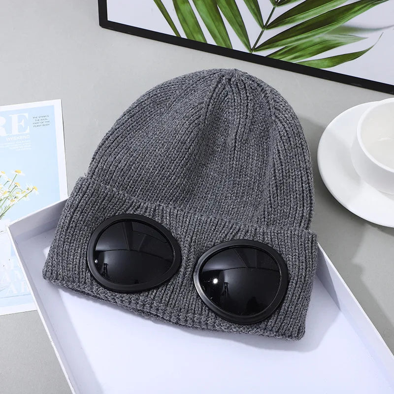 Stretchy Winter Hat Glasses Knitted Hat Windproof Winter Beanie Elastic Soft Warm Anti-slip Ear Protection Unisex Casual Hat - Apparel & Accessories from Linloft.