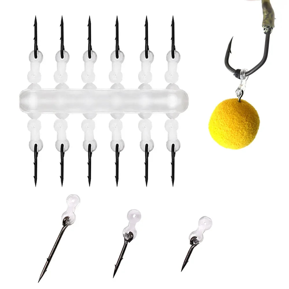 10Pcs Metal Bait Spike Carp Bait Spike Sting Boilies Pin with Clear Stops Rubber Corn Ronnie Hair Rig Fishing Accessories