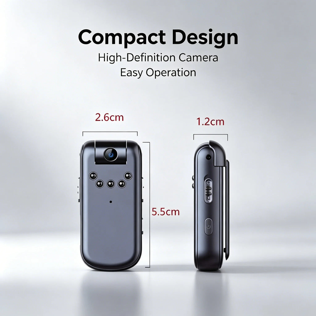 1080P Mini Thumb Cam with Keychain Leather Cover, HD Body Recorder, Long Standby, Memory Card Supported, Non-WiFi Design