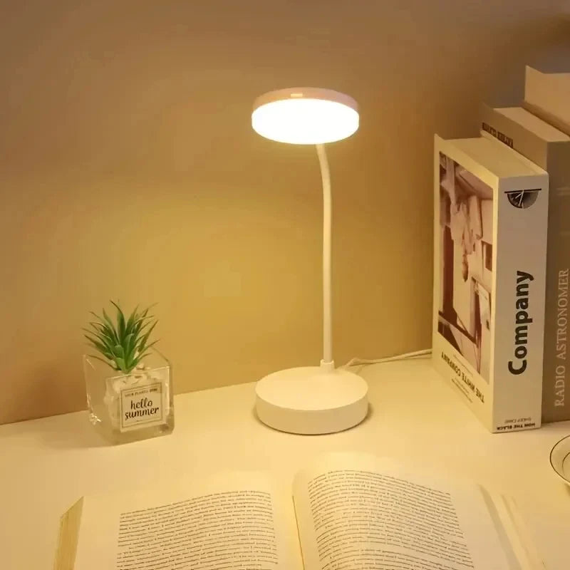 3-Level Dimmable Wireless LED Desk Lamp, Plug-in Powered Touch Control Table Light. Portable Night Light for Bedroom, Study Room