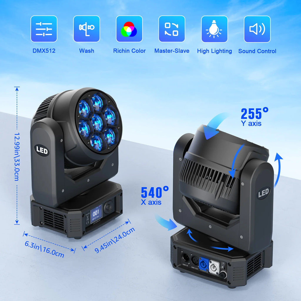 U'King 300W Moving Head DJ Lights LEDs BEE'S EYE Stage Lights DMX Control & Sound Activated For DJ Bar Christmas Wedding Party
