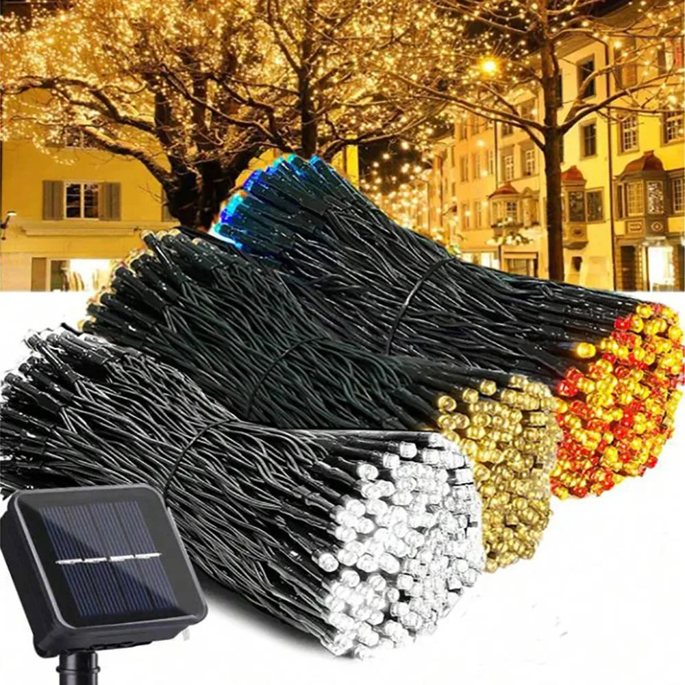 Solar-powered decorative outdoor fairy string lights