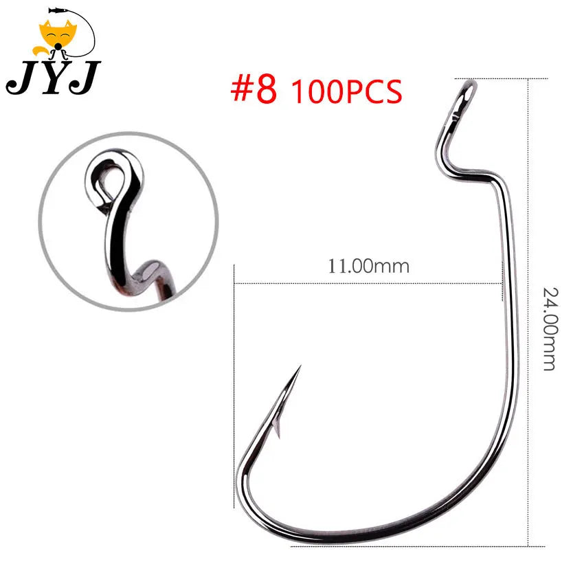 High-Carbon Offset Worm Hooks, 100-Pack - Fishing Hooks from Linloft.