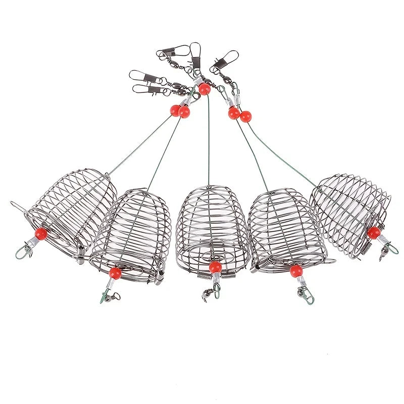 5 PCS Cage Bait Cage Fishing Bait Cage Stainless Steel Metal Fishing Bait Cage Fishing  Nesting Device Nesting Gear Accessories