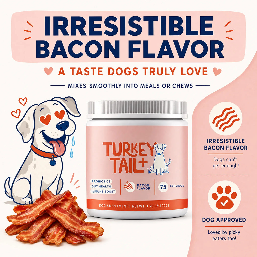 Dog Probiotic Soft Granules with Turkey Tail Mushroom&Vitamin Bacon Flavor Digestive Supplement Gut Health Daily Pet Nutrition - Pet Supplies from Linloft.