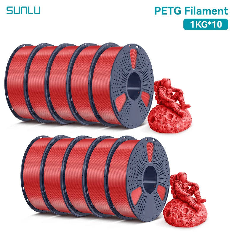 SUNLU PETG Filament 10KG 1.75MM 22LBS No Bubble Odorless Arrange Neatly Good Toughness BIodegradable High Transparency - 3D Printing Accessories from Linloft.