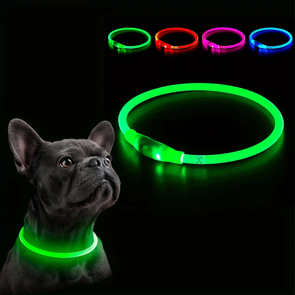 Pet Dog Cat LED Light Collar Luminous Anti-Lost Dog Collar USB Rechargeable Dog Necklace Collar Night Identification Collar - Pet Supplies from Linloft.