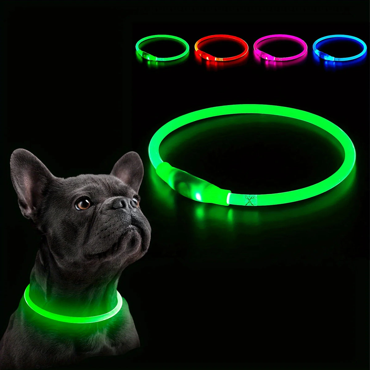 Pet Dog Cat LED Light Collar Luminous Anti-Lost Dog Collar USB Rechargeable Dog Necklace Collar Night Identification Collar - Pet Supplies from Linloft.