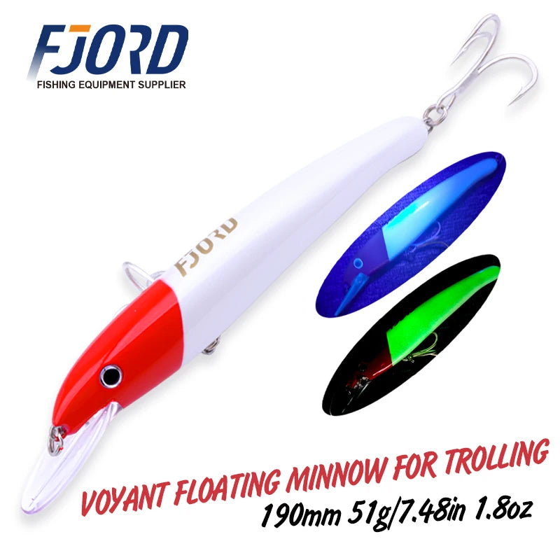 FJORD 190mm 51g Super Trolling Fishing Lure Floating Minnow Topwater Saltwater Hard Swimbaits Crankbaits Fishing Artificial Bait