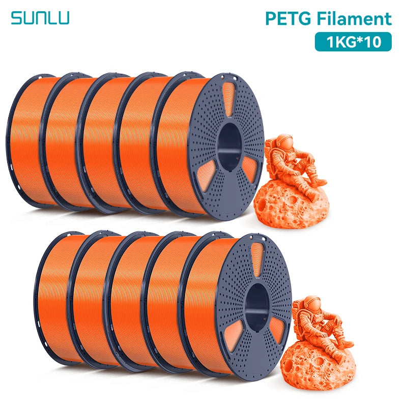 SUNLU PETG Filament 10KG 1.75MM 22LBS No Bubble Odorless Arrange Neatly Good Toughness BIodegradable High Transparency - 3D Printing Accessories from Linloft.