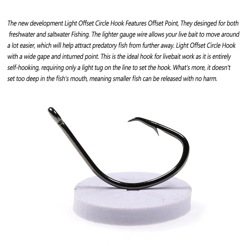 Bimoo 100PCS #1/0~#8/0 Light Offset Circle Fishing Hook For Live Bait Hook Corrosion Resistant Saltwater Freshwater Fishing