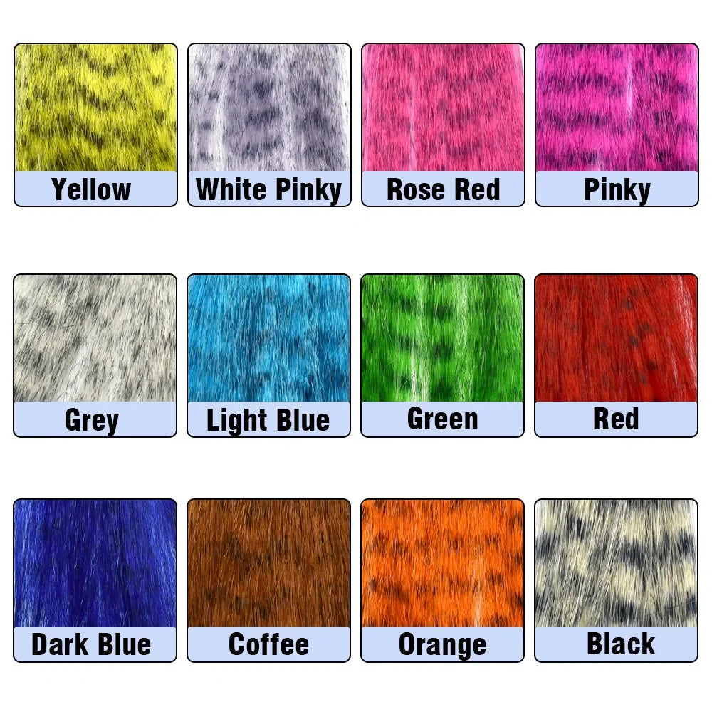 1Pack 12 Colors Fly Fishing Streamer Fly Tying Zebra Grizzly Hair Body Black Barred Minnow Fibers for Flies