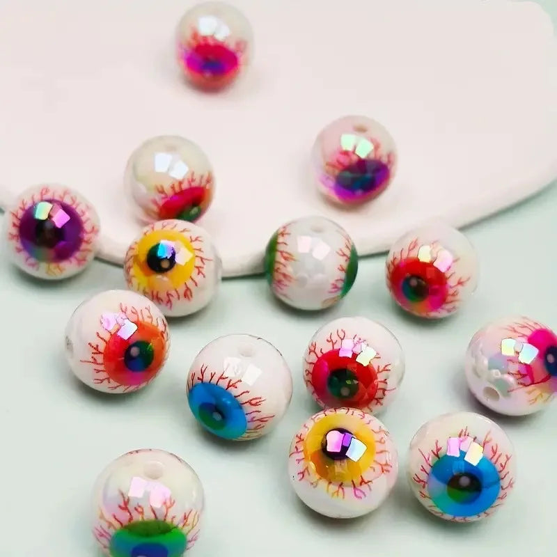 Evil Eye Acrylic Spacer Beads, 10 Pieces - Bracelets from Linloft.