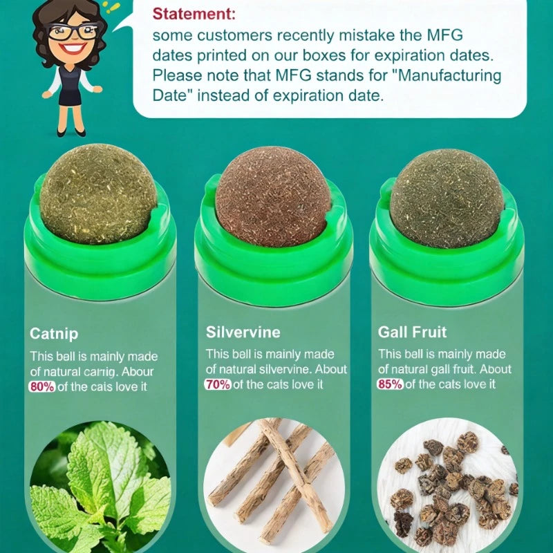 2/4/6pcs Catnip Ball Cat Catnip Wall Stick-on Ball Toy Healthy Natural Cleansing Cat's Intestinal Pet Cat Grass Catnip Snack - Pet Supplies from Linloft.