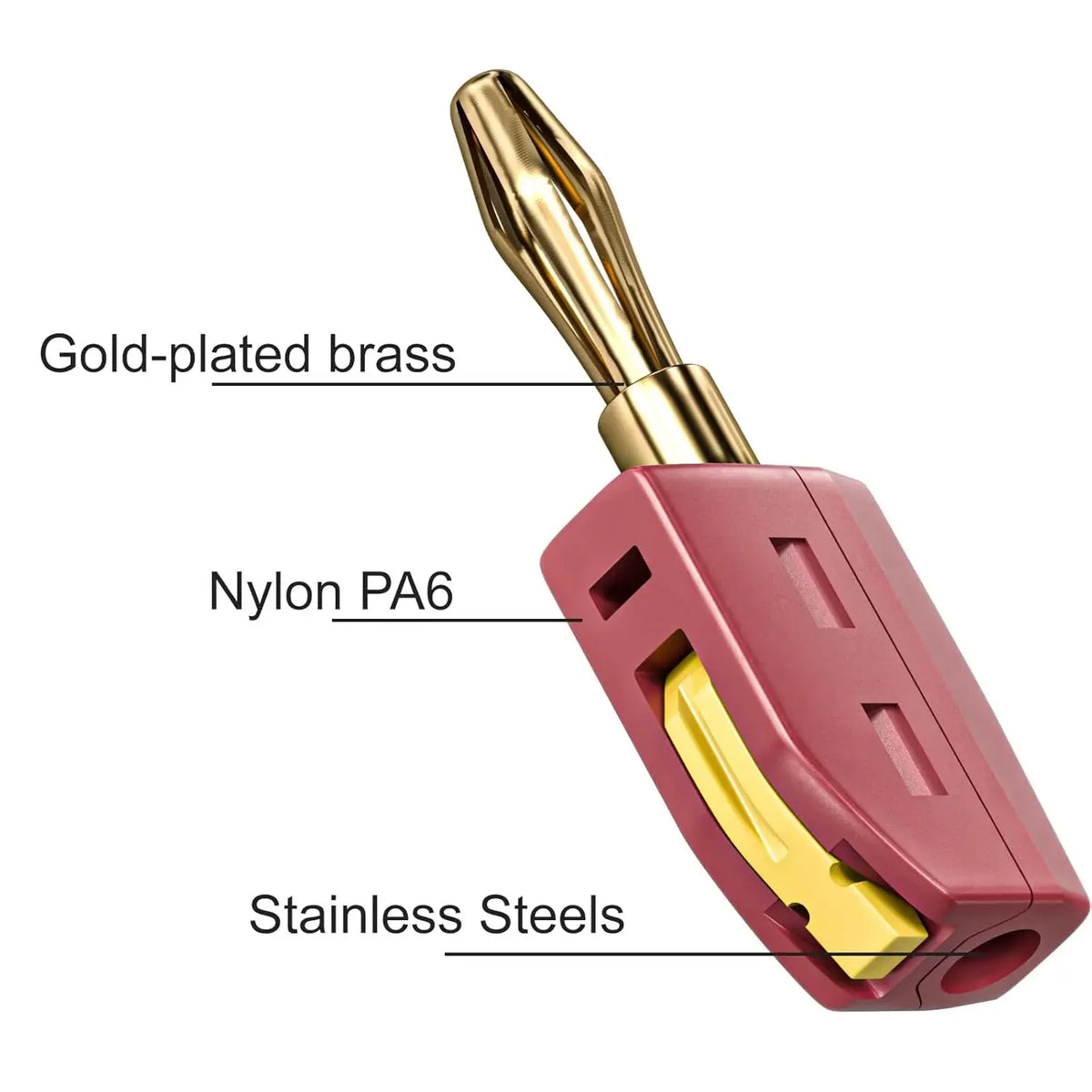 1/2/4Pcs 4mm Banana Plug High Current Quick Connect Gold-Plated Banana Connector 32A Red&Black No Solder Wire Connectors