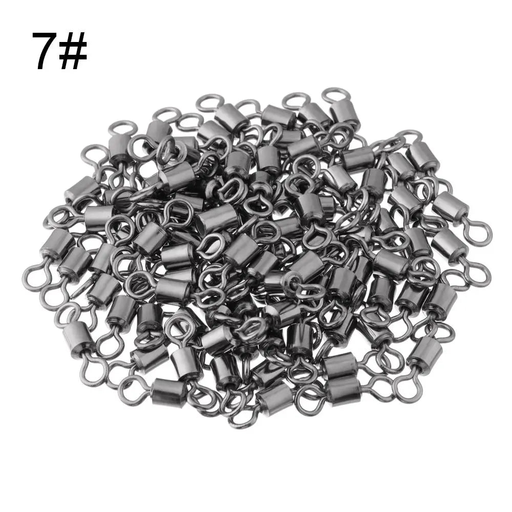 100Pcs Bearing Barrel Fishing Rolling Swivel Connector Rolling Swivels Fishing Connector Solid Ring Fishing Tackle Accessories