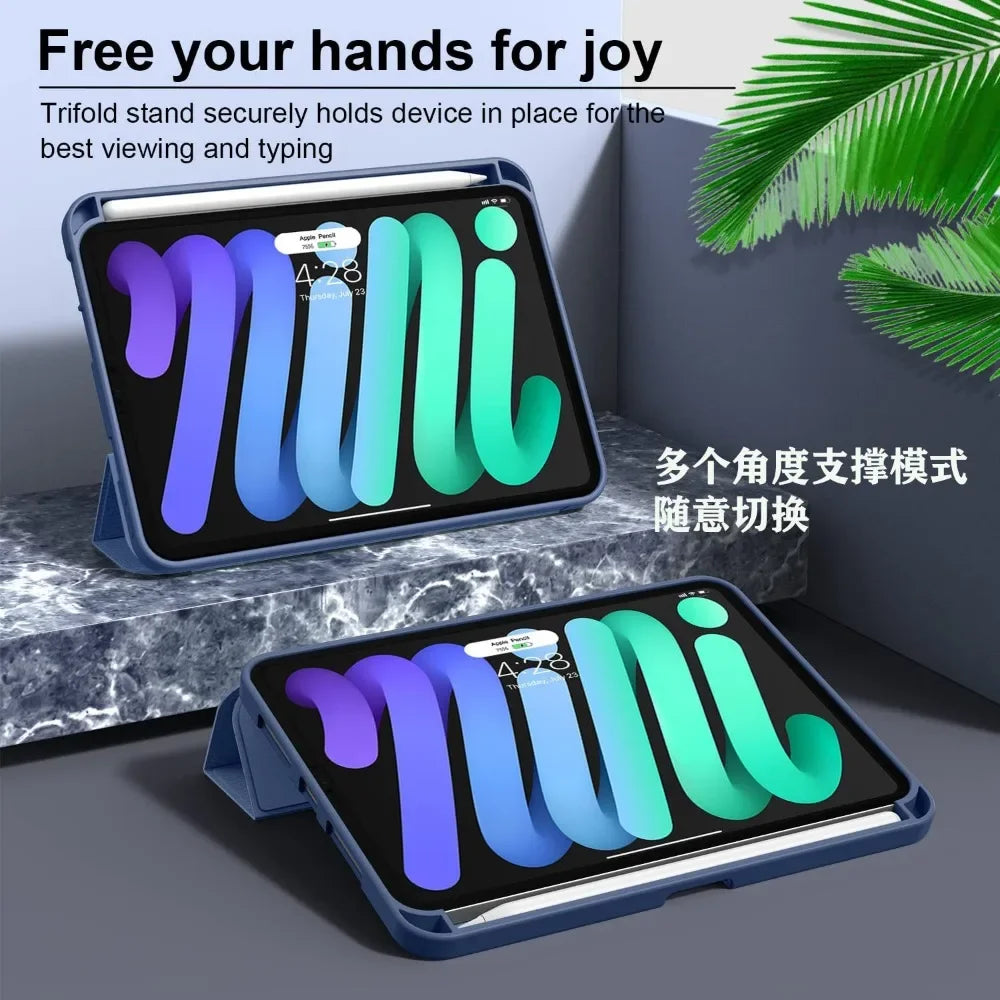 Smart Case For iPad Mini 7 2024 A17 pro 8.3"Mini 6 2021 8.4 A2567 6th Generation Pencil Holder Case iPad Mini 7th 6th Generation