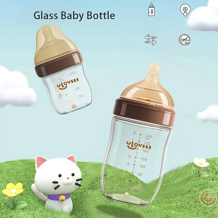 4oz,8oz High Borosilicate Glass Baby Bottles, Wide-Neck Glass Feeding Bottle, Milk Bottle with Bottom Air Balance Hole/Valve, Perfect Gift for Newborn - Toys & Games from Linloft.