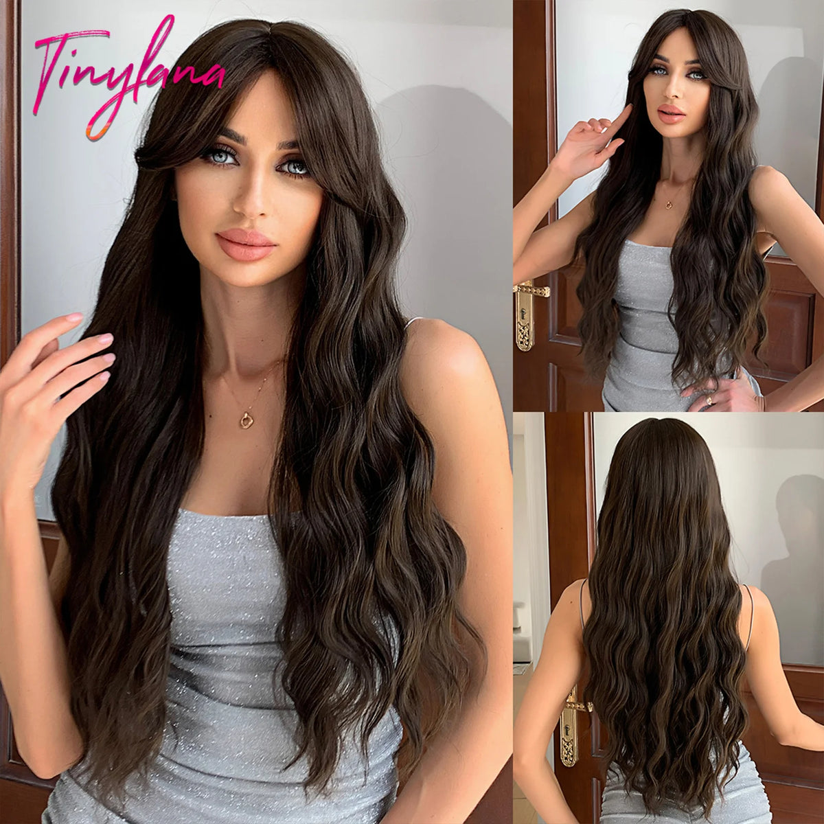 Long Wavy Synthetic Wig with Bangs - Apparel & Accessories from Linloft.