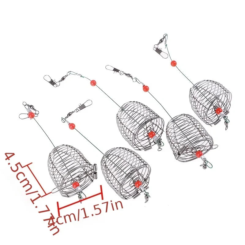 5 PCS Cage Bait Cage Fishing Bait Cage Stainless Steel Metal Fishing Bait Cage Fishing  Nesting Device Nesting Gear Accessories