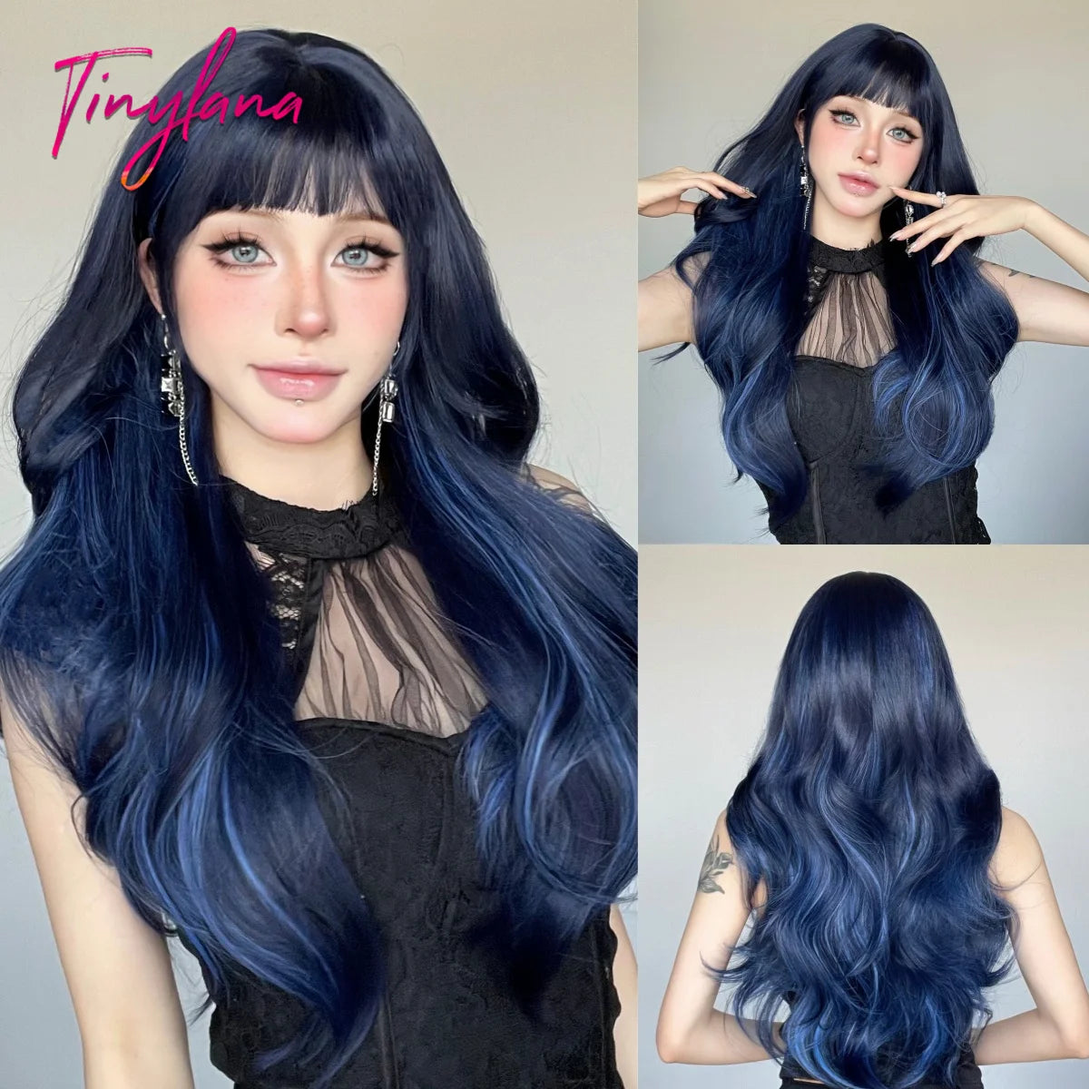 Long Wavy Synthetic Wig with Bangs - Apparel & Accessories from Linloft.