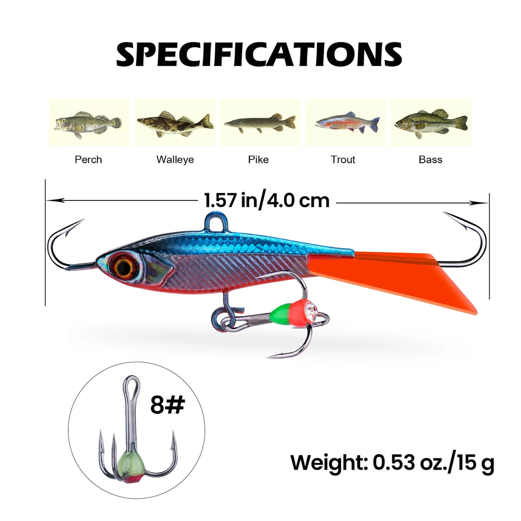 Goture Ice Fishing Lure Winter 40mm/15g Balancer 3D Eyes Jig Bait Artificial Hard Lure Jigging Balanced Fishing Bait Wobbler Set