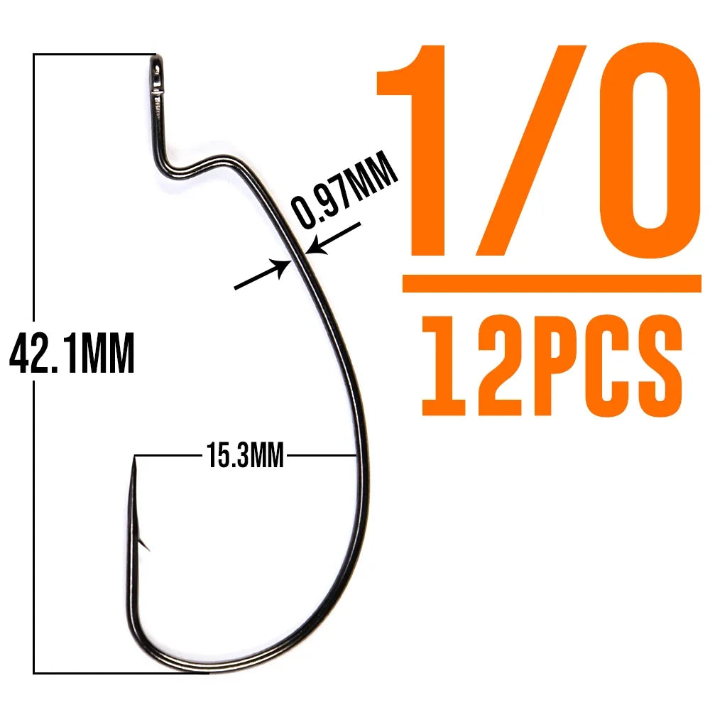 Thin Wire EWG Worm Hooks, 12-Pack - Fishing Hooks from Linloft.