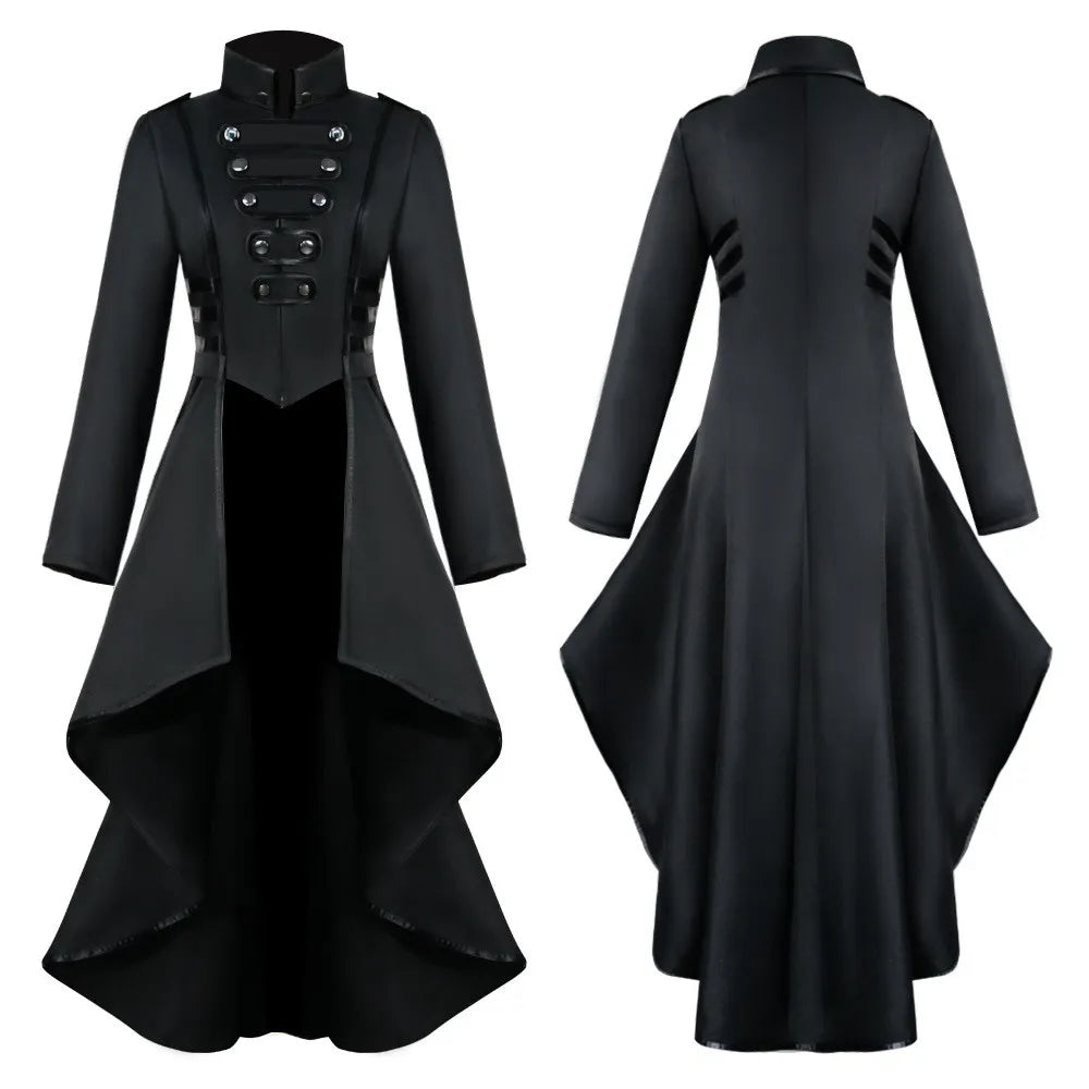 Retro Medieval Steampunk Costumes Gothic Cosplay Women's Tailcoat Jacket Lady Victorian Coat Halloween Party Tuxedo Dress