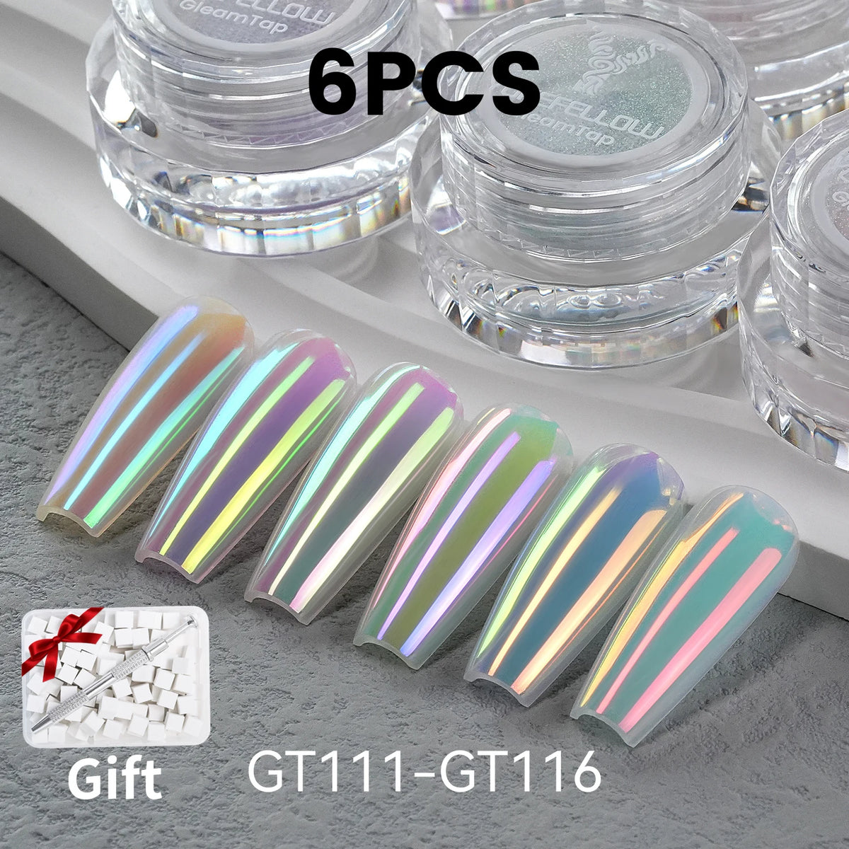 Aurora Chrome Nail Powder, 6 Colors - Beauty & Personal Care from Linloft.