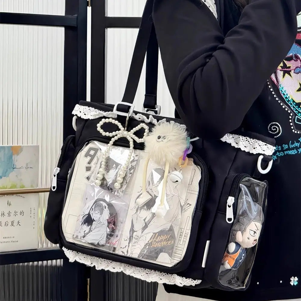 New Y2K Cute Japanese Ita Shoulder Bag Lolita Girls Transparent Tote Bag Large Capacity Crossbody Casual Bag DIY Display Handbag - Bags & Cases from Linloft.
