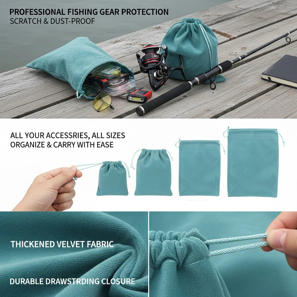 Universal Fishing Reel Protective Case Portable Drawstring Bag Fishing Tackle Storage Pouch for Wheel Coil Accessories