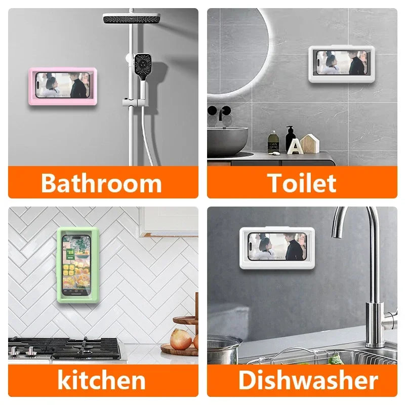 Fixed Universal Waterproof and Anti-fog Mobile Phone Case for Bathroom Shower Phone Holder Waterproof Can Touched Shower Phone