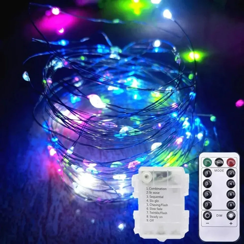 Festoon LED Fairy Silver Copper Wire String Light Battery Box with Remote Wedding Party Christmas Garland Light Home Decoration - String Lights from Linloft.