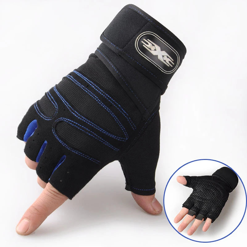 Half Finger Gym Gloves with Wrist Wrap - Fitness & Sporting Equipment from Linloft.