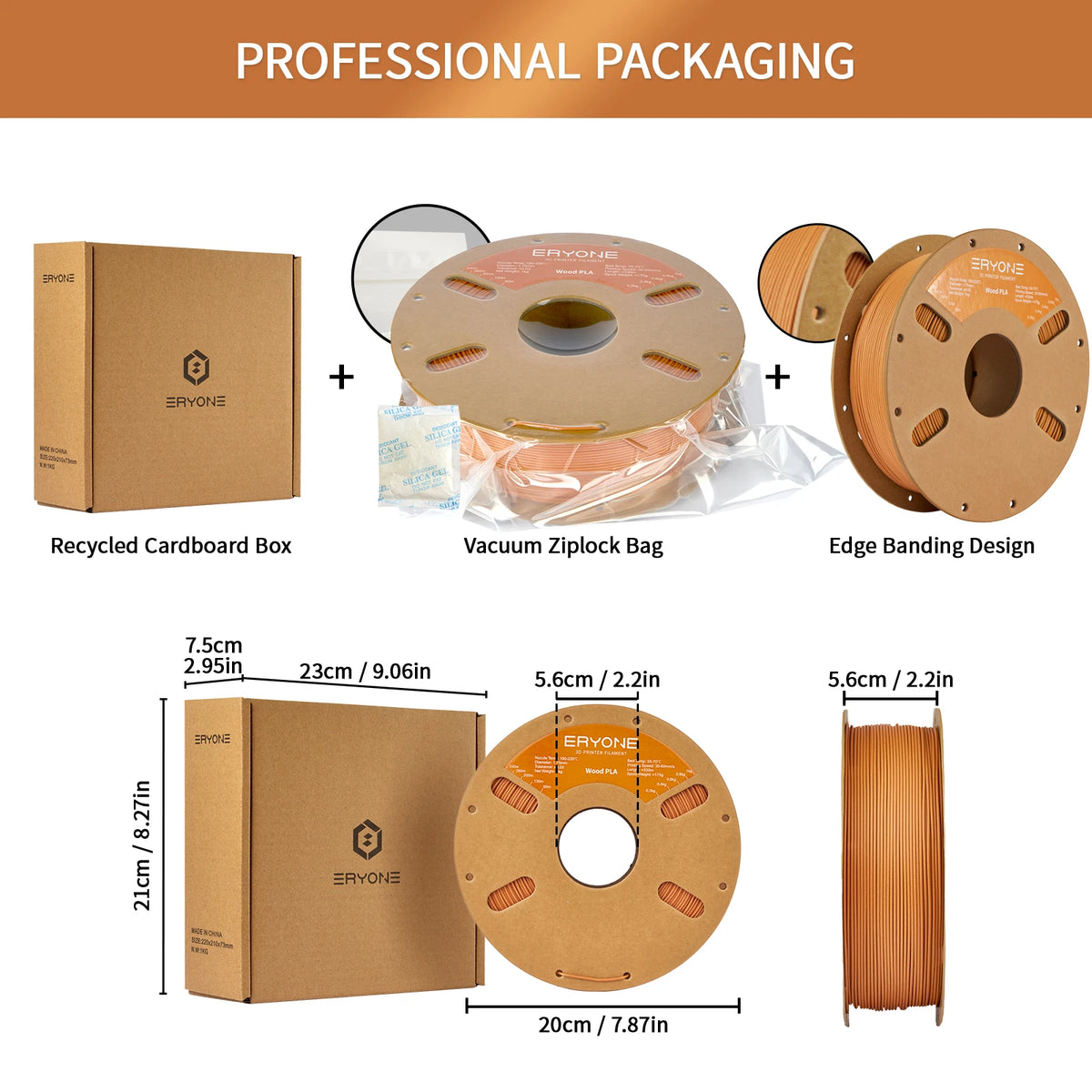 ERYONE 1kg/3KG/10KG Wood PLA Filament 3D Printer PLA Filament 1.75mm +/- 0.03mm, PLA Filament 1KG Cardboard Spool(2.2LBS) - 3D Printing Accessories from Linloft.